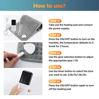 Electric Heating Pad for Back, Neck, and Muscle Pain Relief