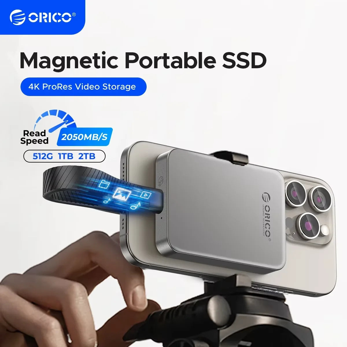 Magnetic External SSD for iPhone 16/15 Pro, 2000MB/s Portable Storage