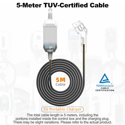 7kW Portable EV Charger Level 2 J1772 Electric Vehicle Charging Cable 32A