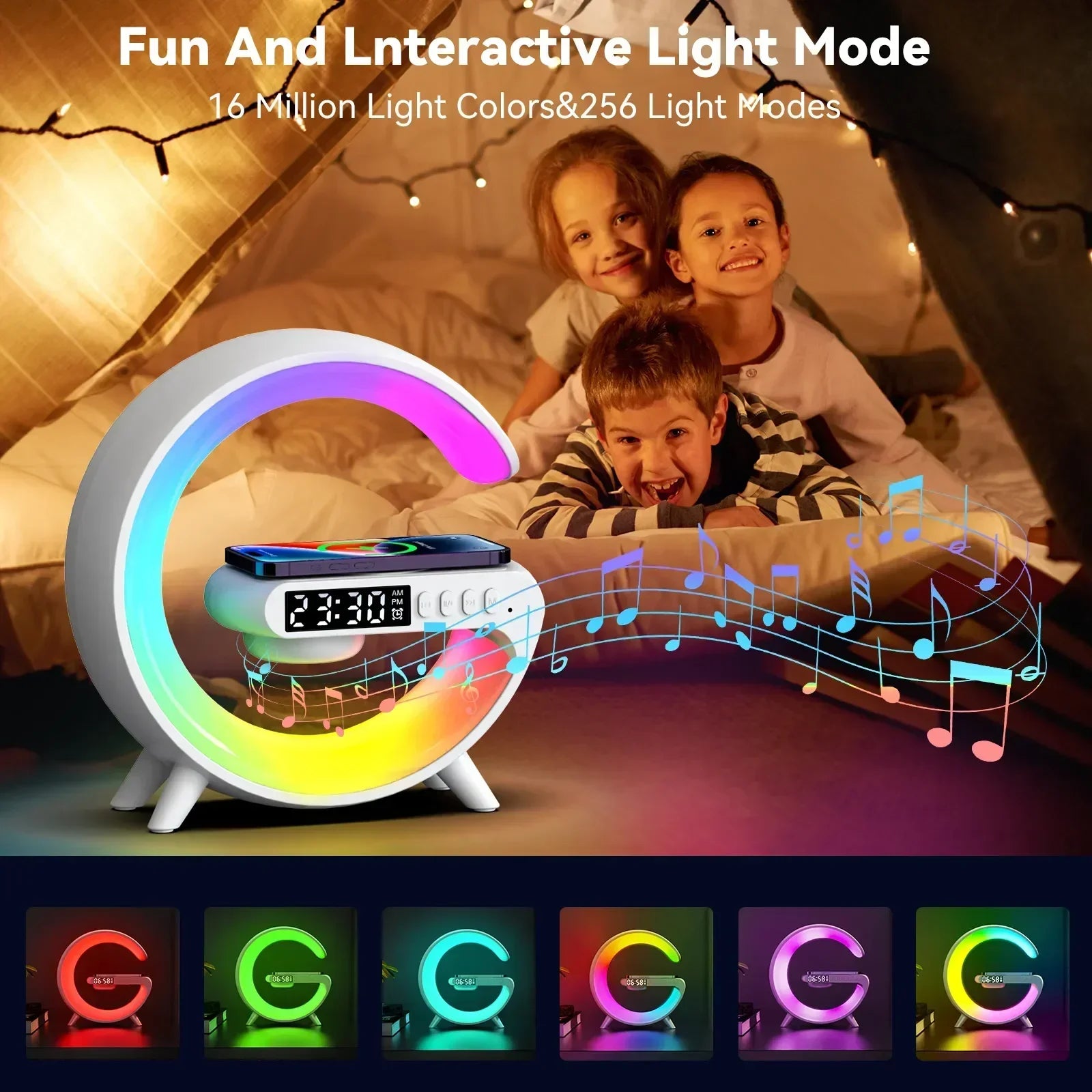 Multifunction 15W Wireless Charger, Bluetooth Speaker & RGB Alarm Clock - 12