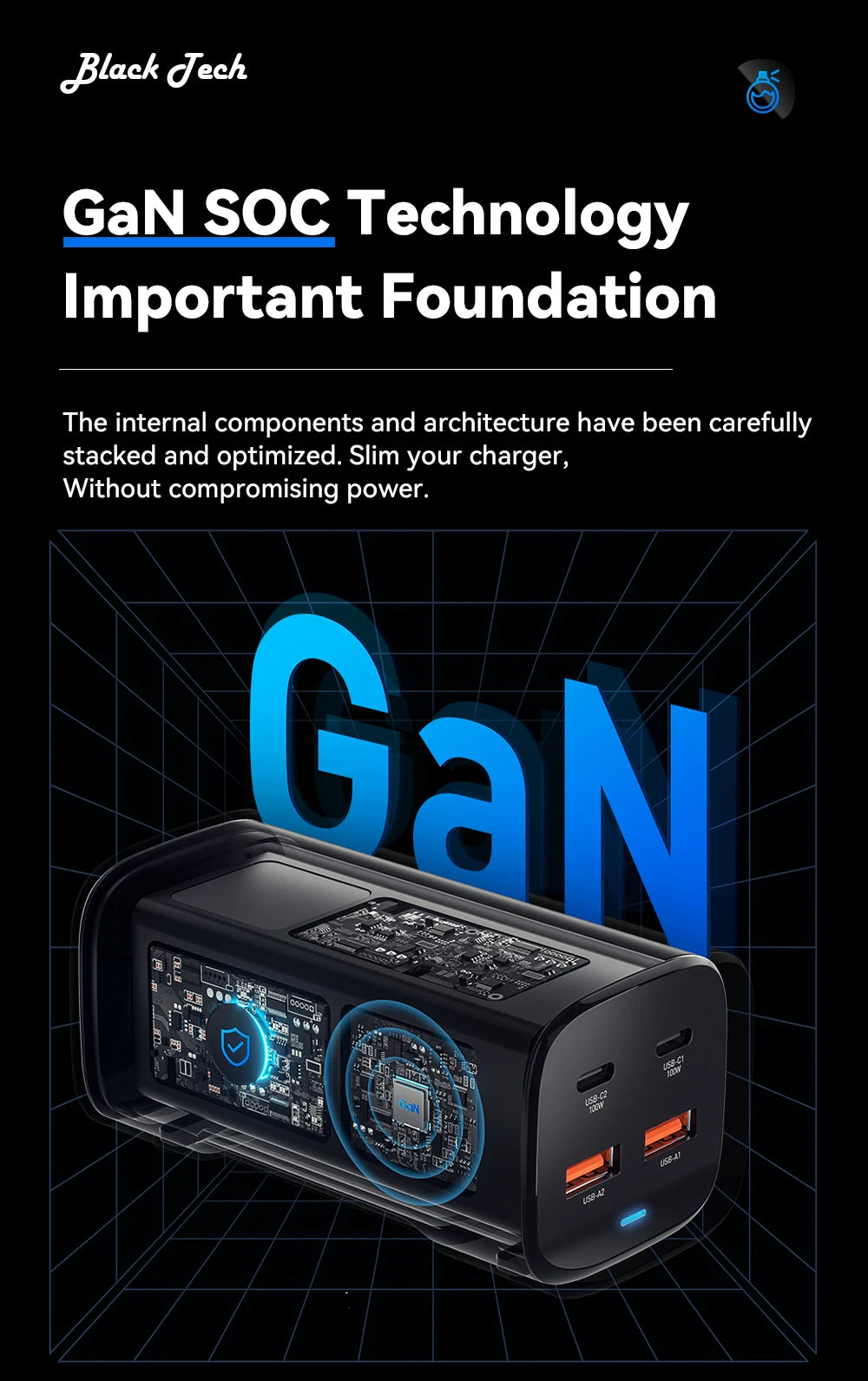 100W GaN Desktop Fast Charger - 4-Port USB-C PD Charging Station