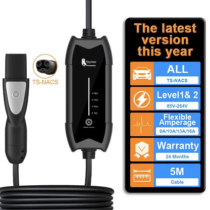 Portable 3.5KW Tesla EV Charger - NACS Plug Fast Charging Cable 5M
