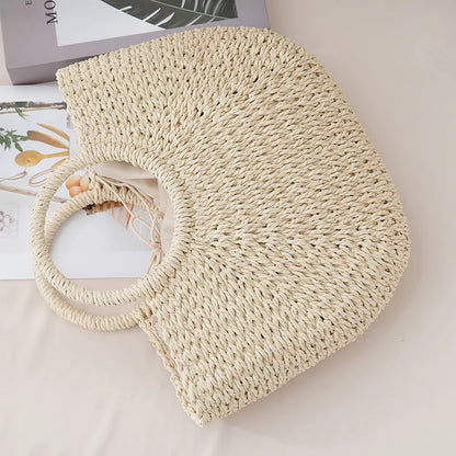 Luxury Half-moon Straw Tote