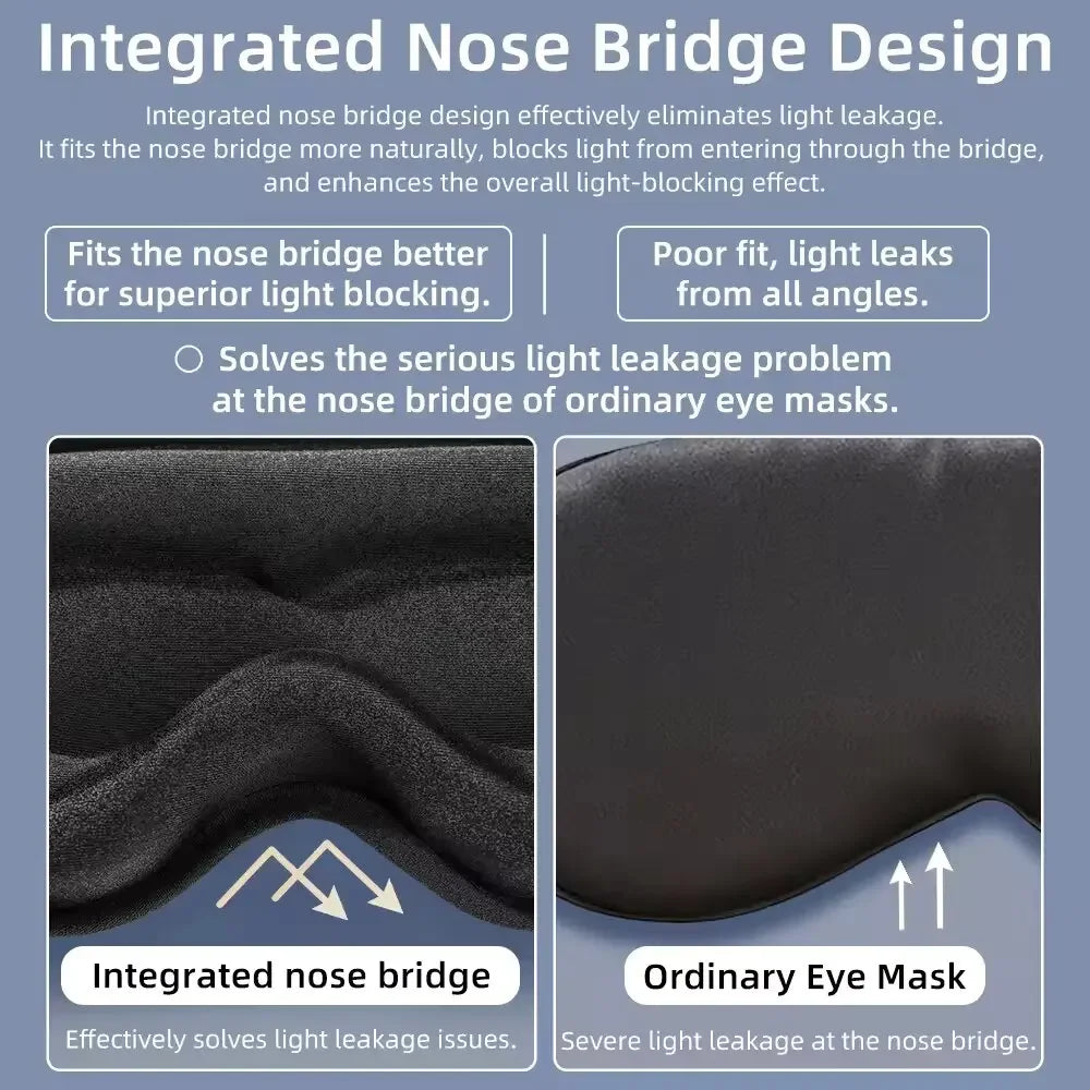 3D Memory Foam Sleep Mask with Adjustable Nose Bridge for Total Light Blockout