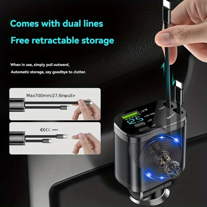 5-Port Car Charger with Fast Charging & Ambient Starry Light