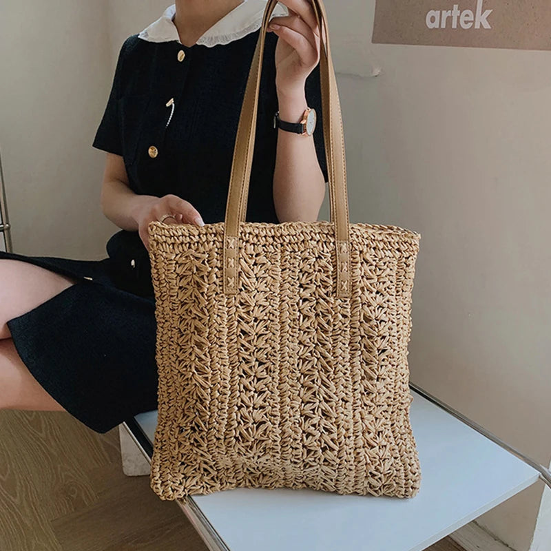 Luxury Bohemian Straw Beach Tote