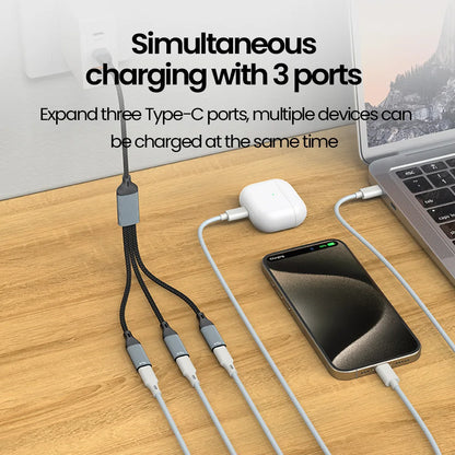 USB-C to 3-Port USB 3.0 Hub Adapter - High-Speed Data & OTG Splitter
