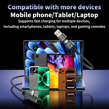 2-in-1 USB to Type-C 240W Fast Charging Cable with Foldable Phone Stand
