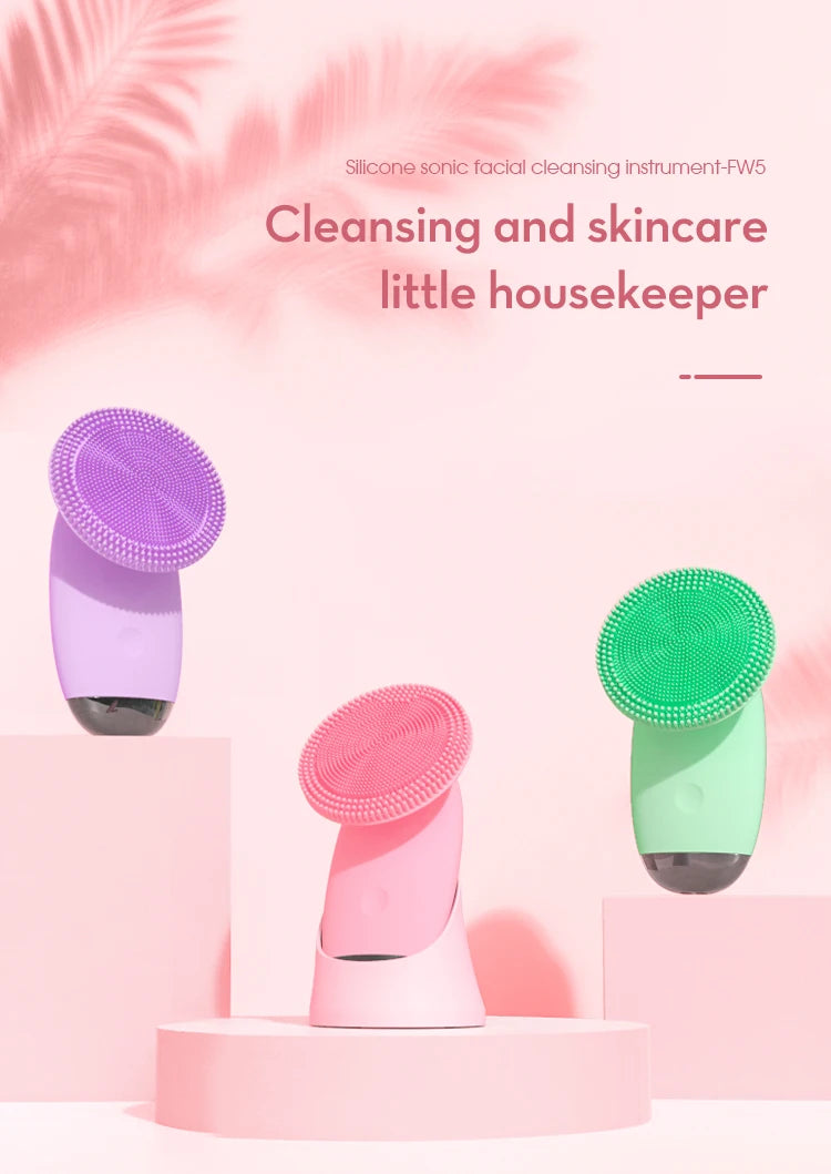 Sonic Electric Silicone Facial Cleansing Brush – Waterproof Skin Exfoliator