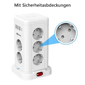 15-in-1 Vertical Power Strip Tower with USB-C & Wireless Charging - 11
