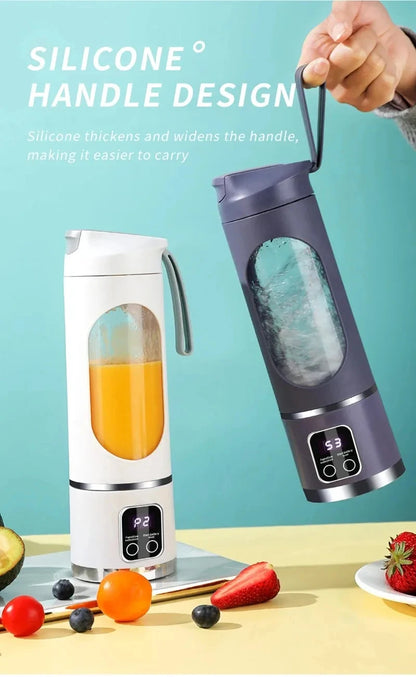 Portable 12-Blade Fruit Juicer Blender - 450ml USB Rechargeable Ice Crusher