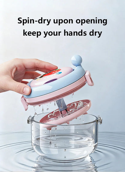 Rotary Denture Cleaning Case with Drainage Tray and Mirror