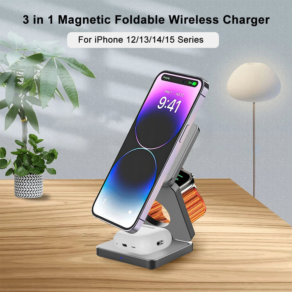 3-in-1 Foldable Magnetic Wireless Charging Station for Apple Devices - 7