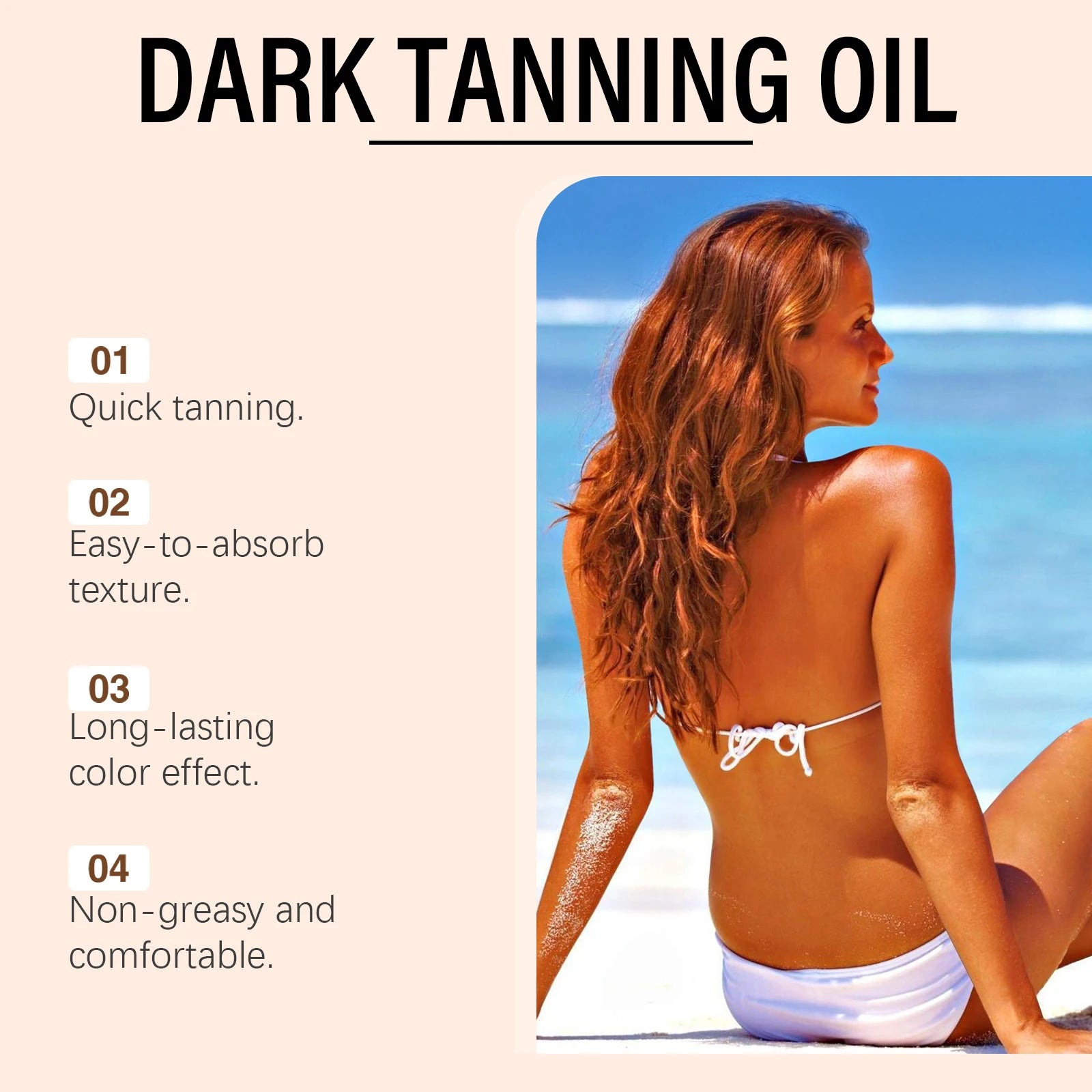 OceAura Coconut Dark Tanning Oil for Deep Bronze Tan & Skin Hydration - 10