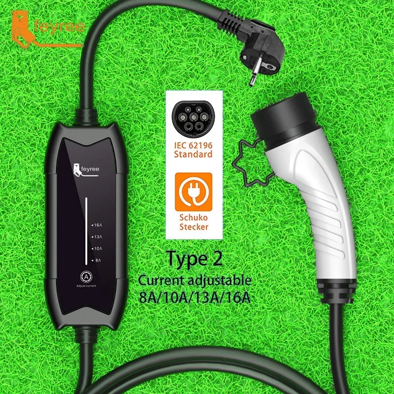 Portable EV Charger Type 1 & 2 - 3.5KW Adjustable Electric Car Charging Cable