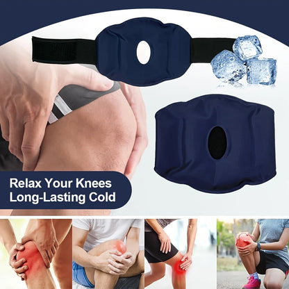 Adjustable Knee Ice Pack Wrap - Flexible Cold Therapy Gel Compression Brace