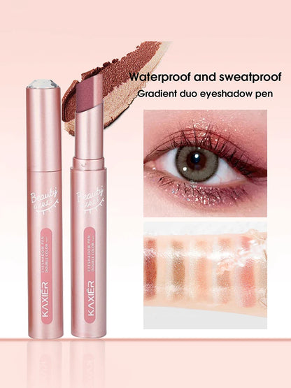 Gradient Two-Tone Eyeshadow Stick - Waterproof Shimmer Eye Makeup