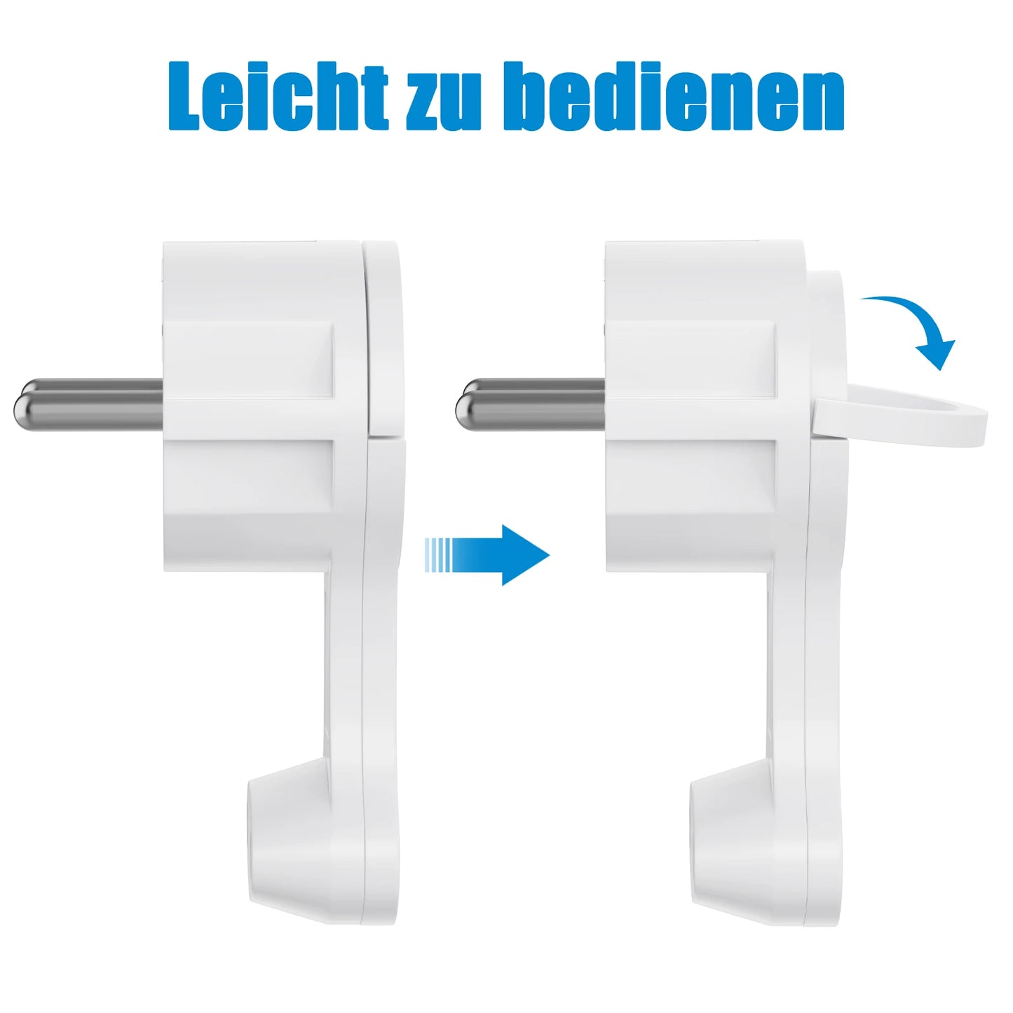 Space-Saving European Flat Plug Adapter with Foldable Handle - 4 Pack