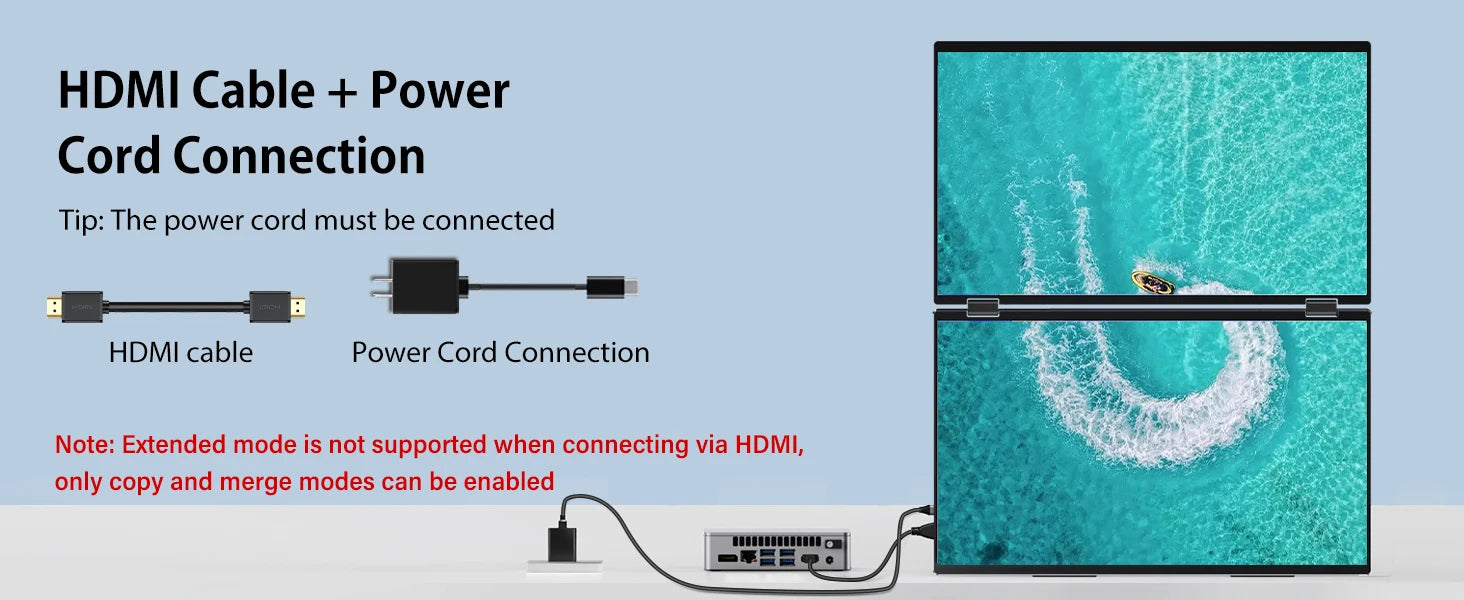 15.6" Dual Portable Laptop Monitor - 1080P FHD Stacked Screen Extender - 13