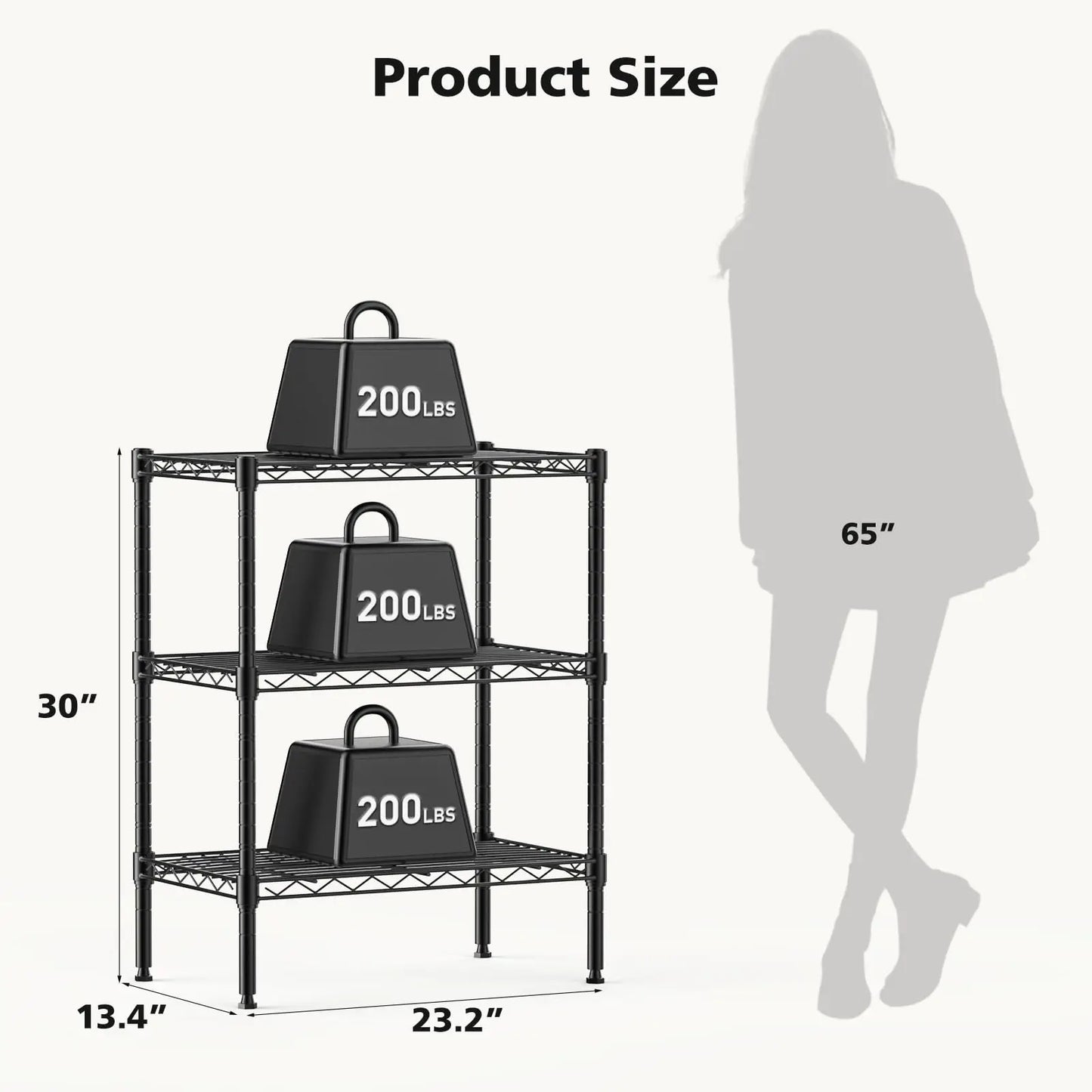 Heavy-Duty Adjustable Metal Wire Storage Shelving Rack - 3 to 5 Tier