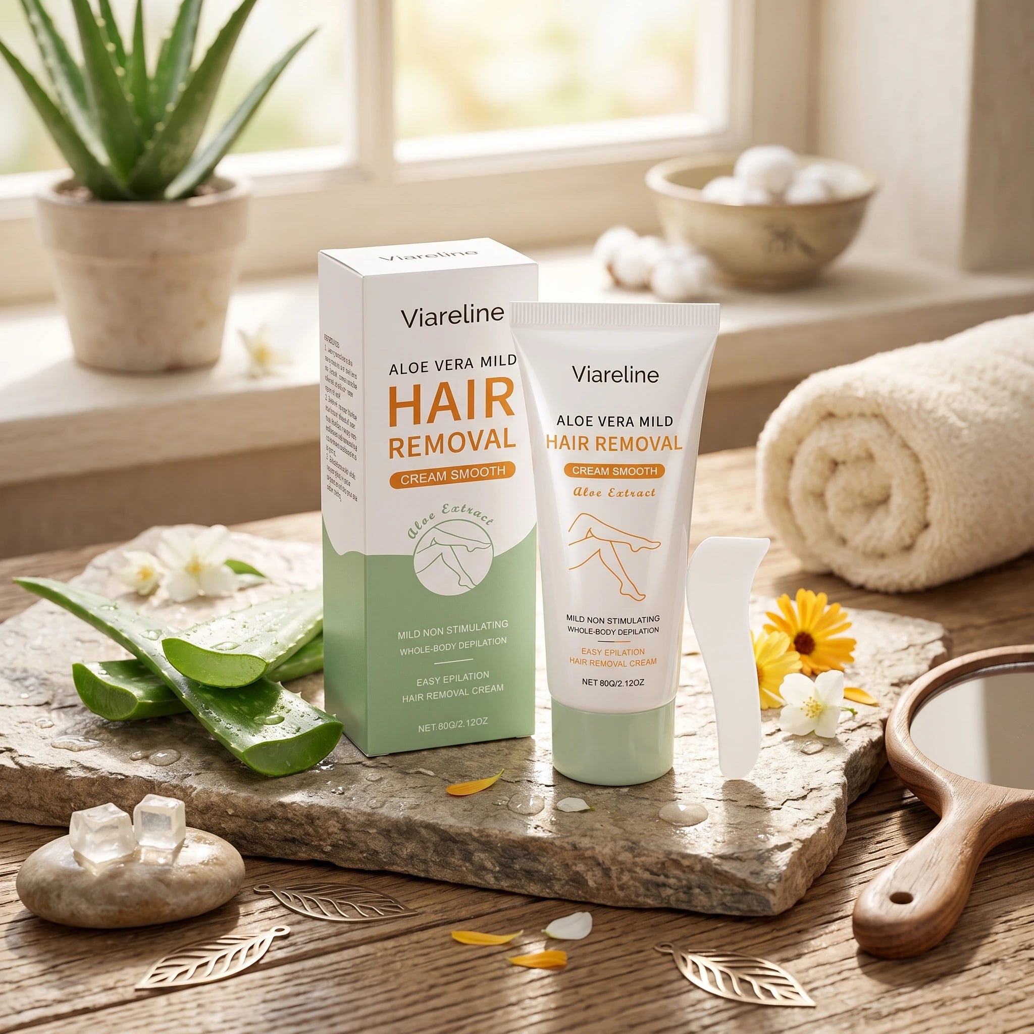 Aloe Vera Painless Hair Removal Cream - Gentle Whole-Body Depilatory for Smooth Skin - 3