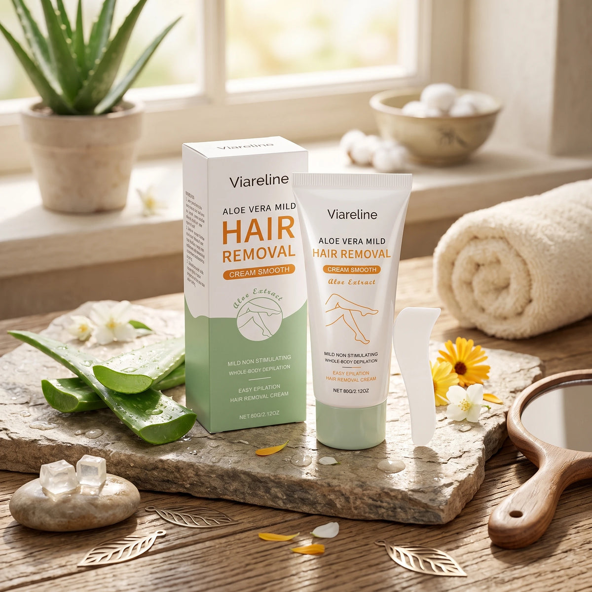 Aloe Vera Painless Hair Removal Cream - Gentle Whole-Body Depilatory for Smooth Skin