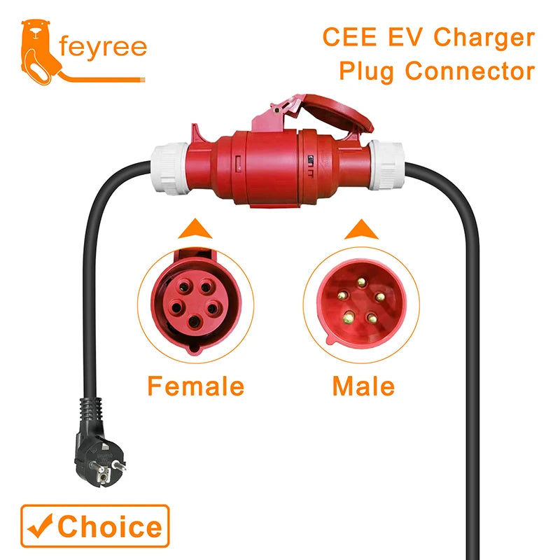 EV Charging Adapter: Schuko Plug to 5-Pin CEE Red Socket (16A 3.5KW) - 6