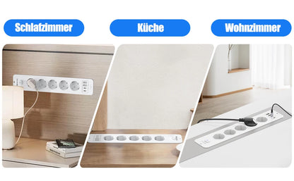 10-in-1 Recessed Power Strip with 20W USB-C PD & Fast Charging Wall Socket
