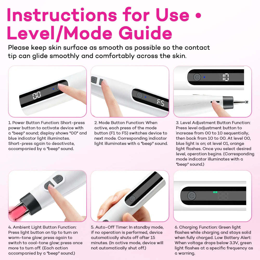 Digital Handheld Precision Body & Face Massage Pen with 10 Intensity Levels - 14