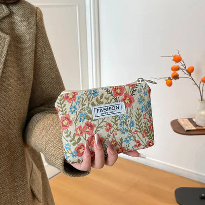 Luxury Retro Floral Canvas Clutch