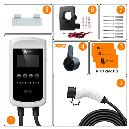 Type 2 EV Wallbox Charger - 22kW Smart Home EVSE with Dynamic Load Balancing