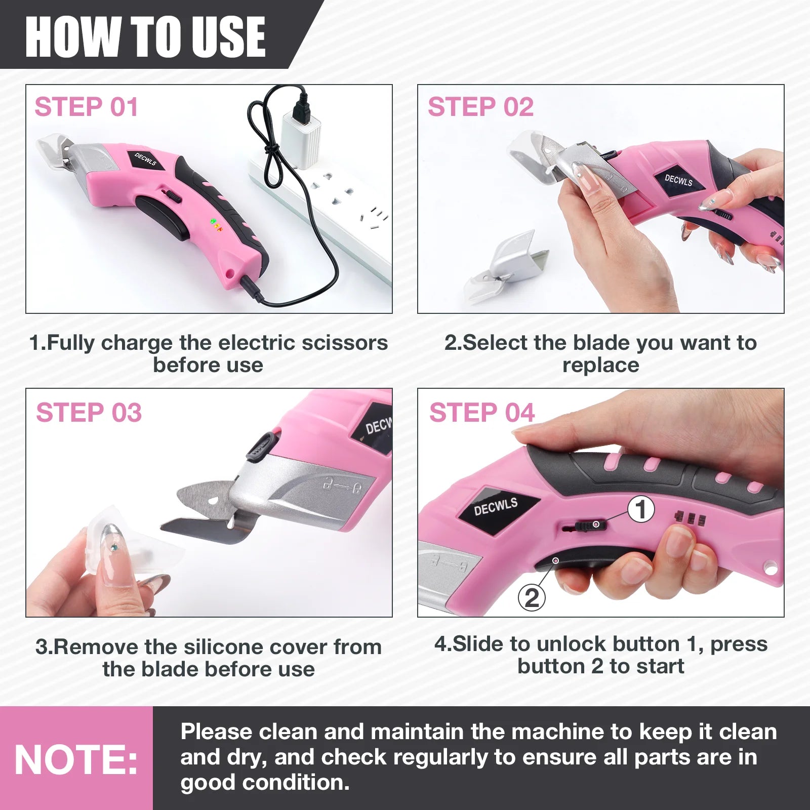 Cordless Electric Scissors for Fabric, Leather & Cardboard - Rechargeable Craft Cutter - 10