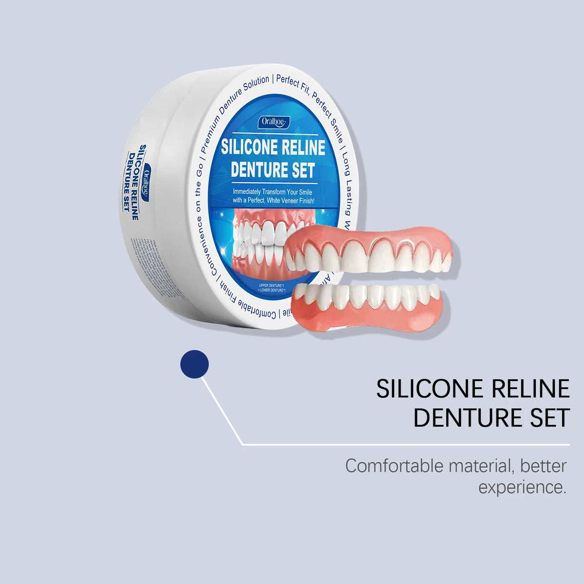 Flexible Silicone Cosmetic Denture Reline Set for Instant Smile Transformation
