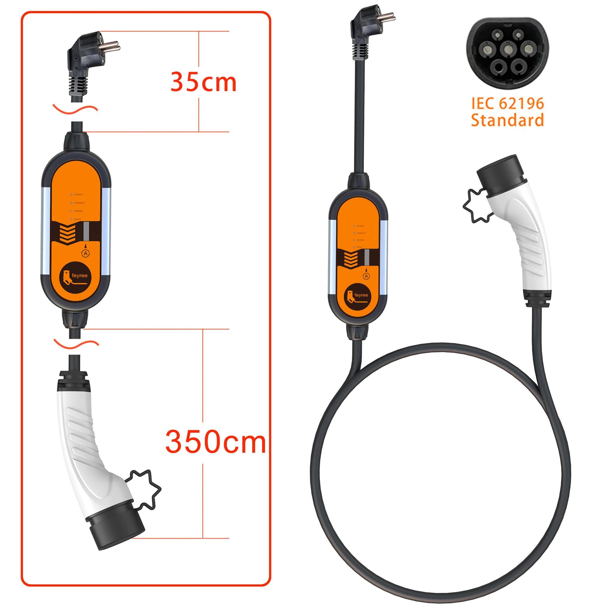 Portable EV Charger Type 1 & 2 - 3.5kW Adjustable Electric Car Charger - 20