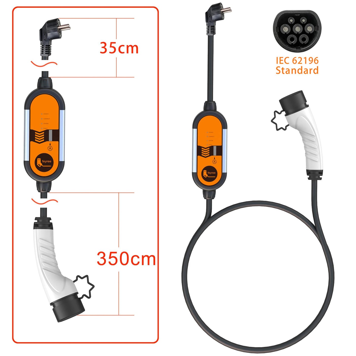 Portable EV Charger Type 1 & 2 - 3.5kW Adjustable Electric Car Charger