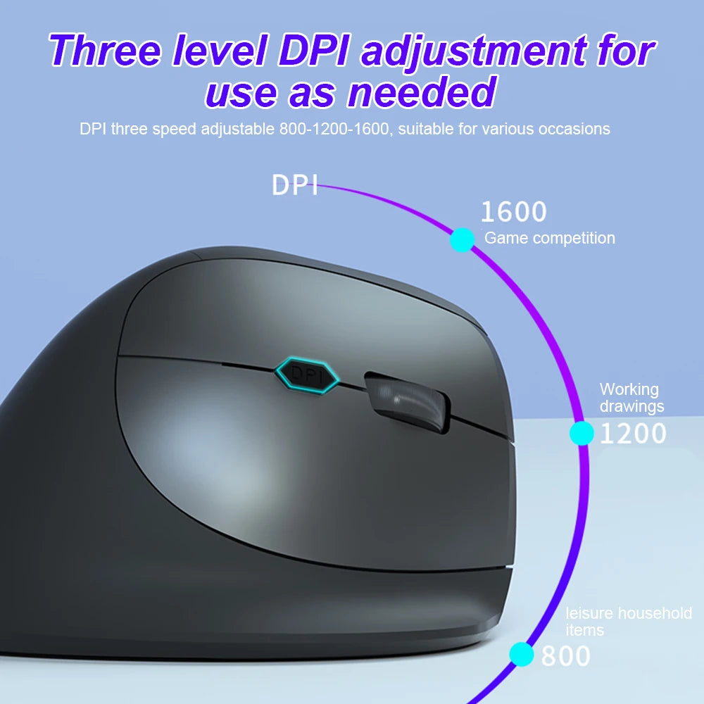 Wireless Ergonomic Vertical Mouse - Silent 6-Button Optical Gaming Mouse - 2