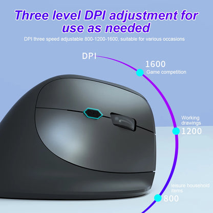 Wireless Ergonomic Vertical Mouse - Silent 6-Button Optical Gaming Mouse