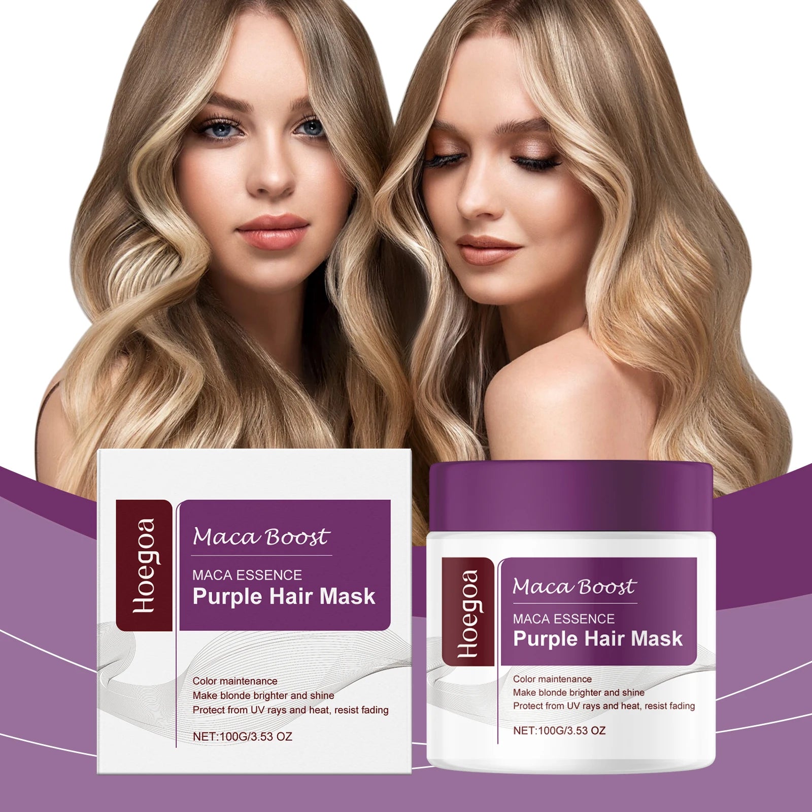 Purple Toning Hair Mask & Shampoo Set for Blonde Hair Repair & Color Protection - 2