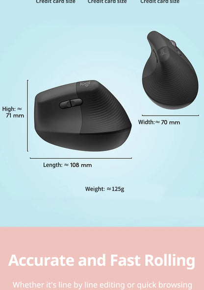 Ergonomic Vertical Wireless Mouse - Silent Bluetooth Optical Mouse