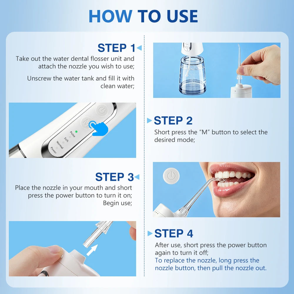 Rechargeable Portable Oral Irrigator Water Flosser for Deep Teeth Cleaning - 13
