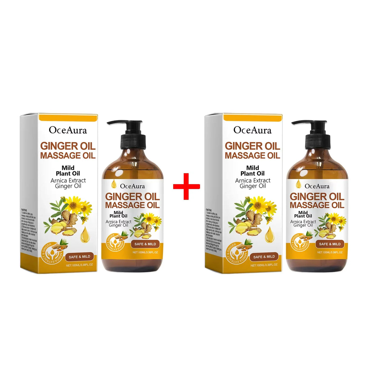 Natural Ginger & Arnica Muscle Relief Massage Oil for Deep Tissue Body Relaxation