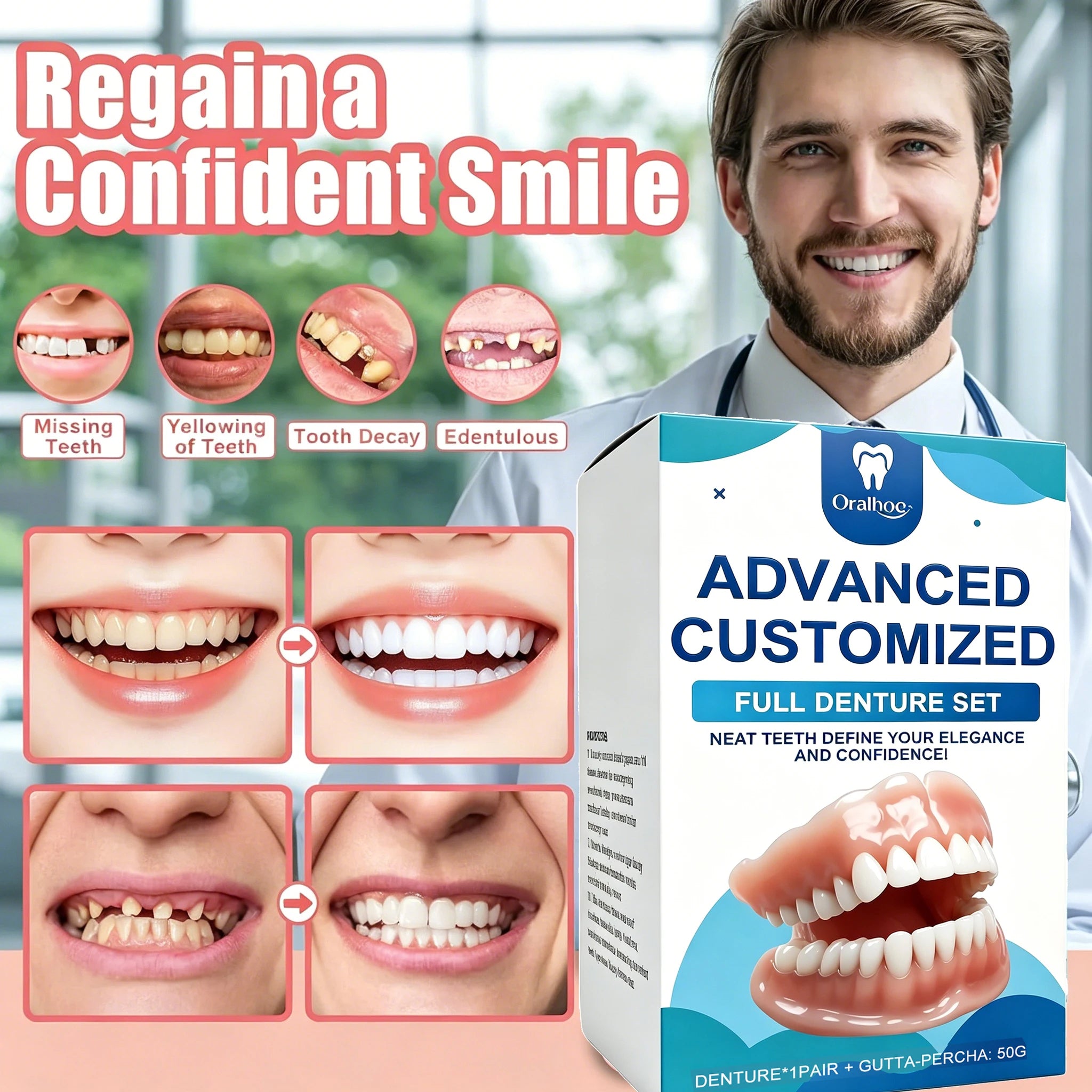 Natural Texture Realistic Full Denture Set for a Comfortable and Confident Smile - 8