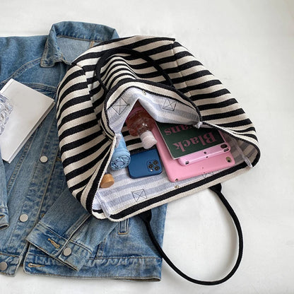 Luxury Casual Striped Canvas Tote