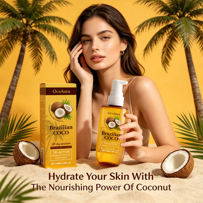 Coconut Brazilian Firming Body Oil - Hydrating & Tightening Skin Care Treatment
