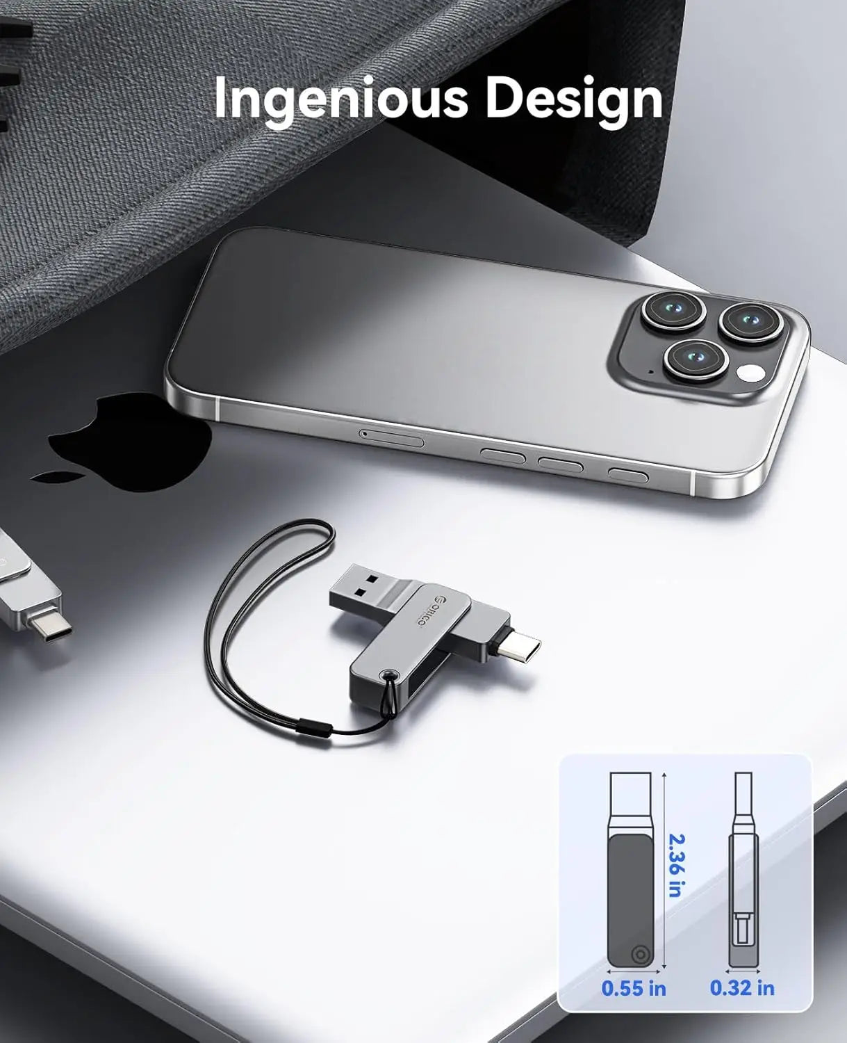 Dual USB-C & USB-A Flash Drive - Fast 150MB/s Metal Thumb Drive for Phone