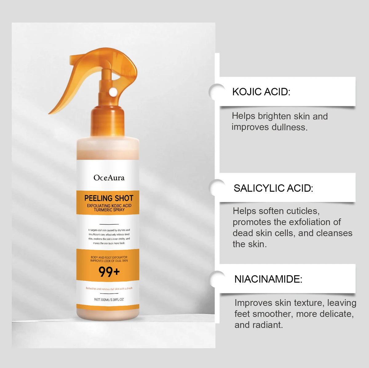 Exfoliating Turmeric Body & Foot Peeling Spray for Brightening & Smooth Skin