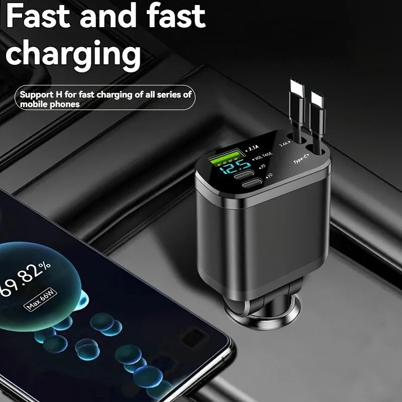 5-Port Car Charger with Fast Charging & Ambient Starry Light