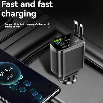 5-Port Car Charger with Fast Charging & Ambient Starry Light