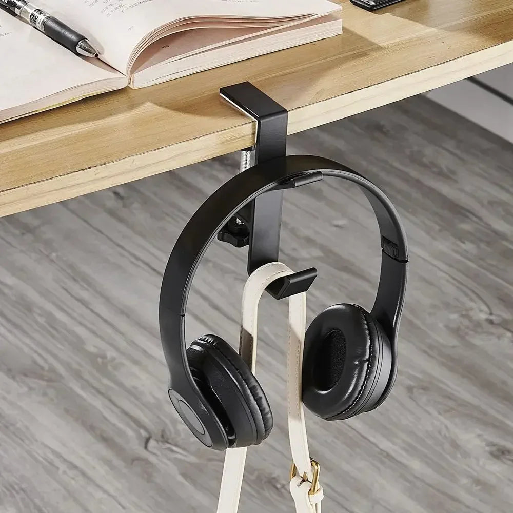 Universal Aluminum Desk Hook: Headphone Stand & Portable Bag Hanger - 13