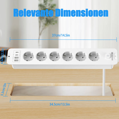 10-in-1 Recessed Power Strip with 20W USB-C PD & Fast Charging Wall Socket